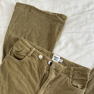 Princess Polly Khaki corduroy flare pants